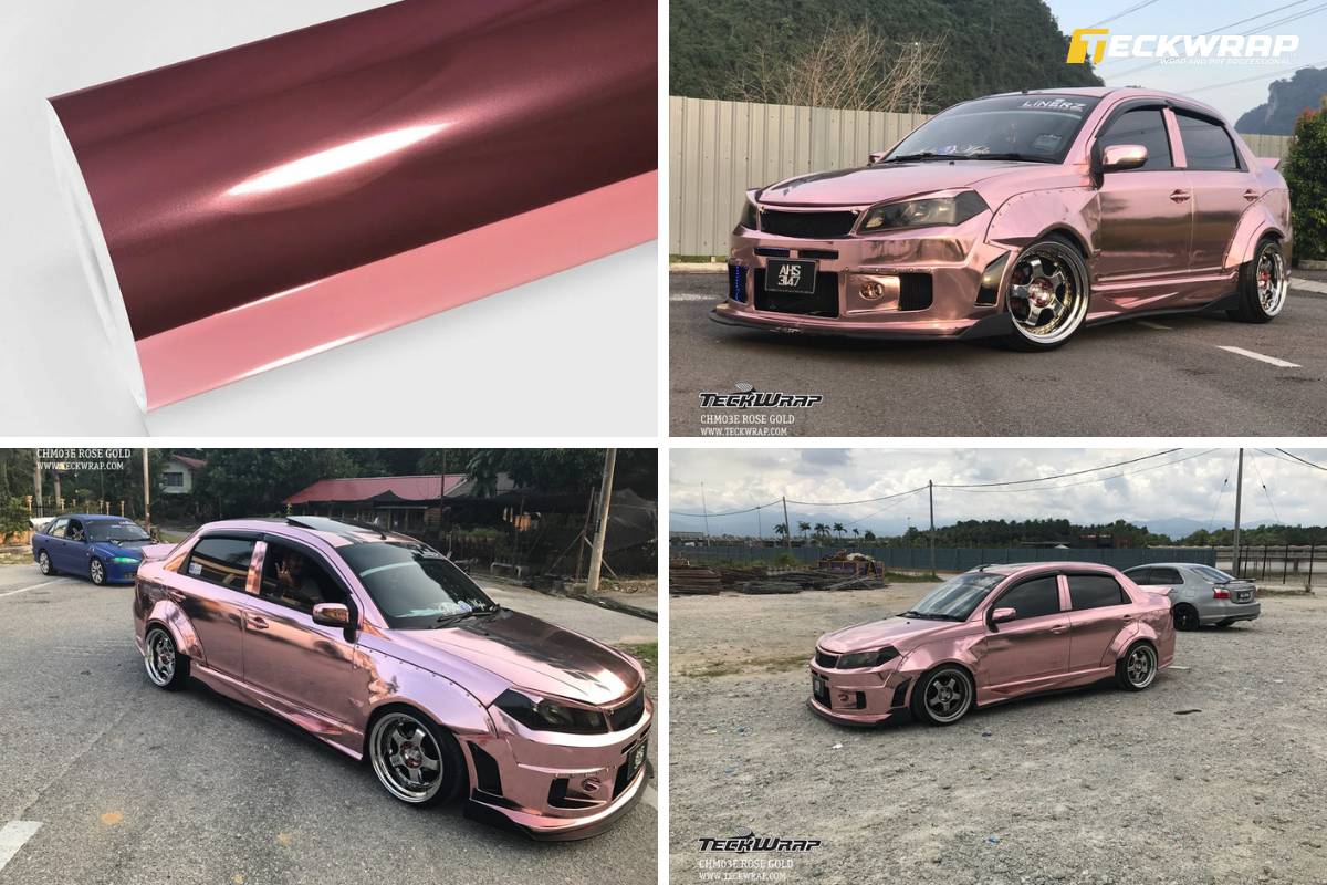 Wrap đổi màu decal Chrome màu hồng Rose Gold (CHM03-HD)
